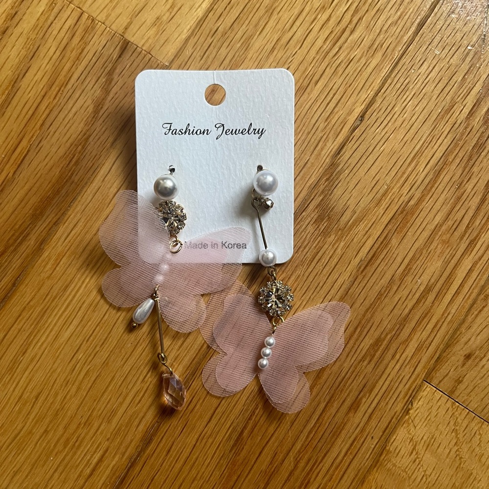 Fashion Jewelry Pink Butterfly Earrings